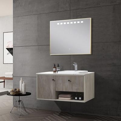 European Style Modern Simple Wooden Bathroom Cabinet 1000mm with LED Mirror