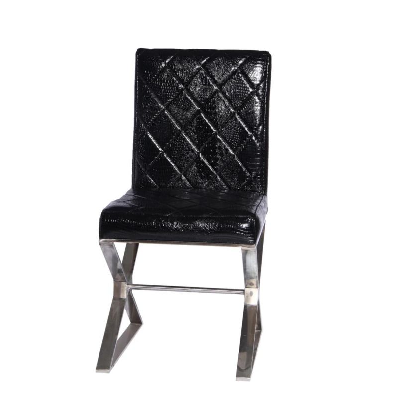 Modern Restaurant Chair Black Chrome Metal Legs PU Dining Hotel Office Home Living Room Furniture