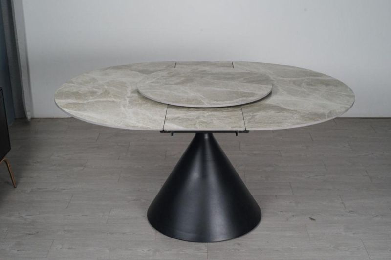 Hot Sale Home Furniture Sintered Stone Imitation Marble Extendable Dining Table