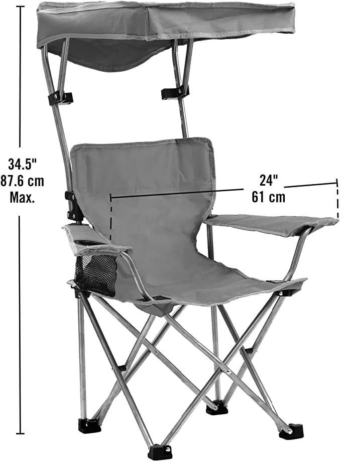 Outdoor Camping Chair, Beach Chair with Canopy Shade, Portable & Folding Camping Chair with Shade Canopy, Heavy Duty Canopy Chair with Durable Folding Seat