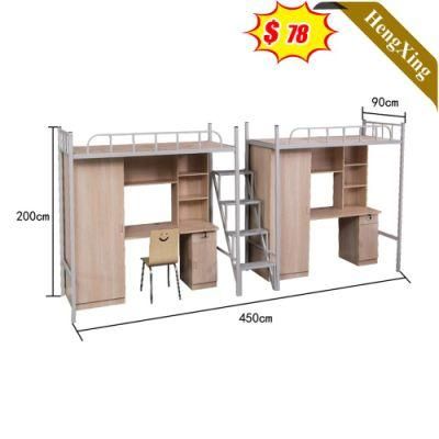 Cheap Price Student Single Size Beds with Melamine Laminated Wardrobe and Computer Desk Dormitory Furniture Metal Bunk Bed