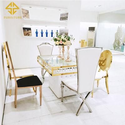 Luxury European Gold Stainless Steel Royal Velvet Upholstered Chair Dining Chair