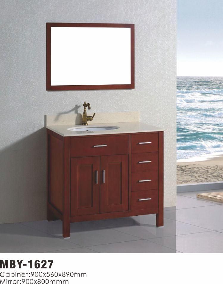 Wood Bathroom Vanity with Marble Top Fashion Cabinet Vanity