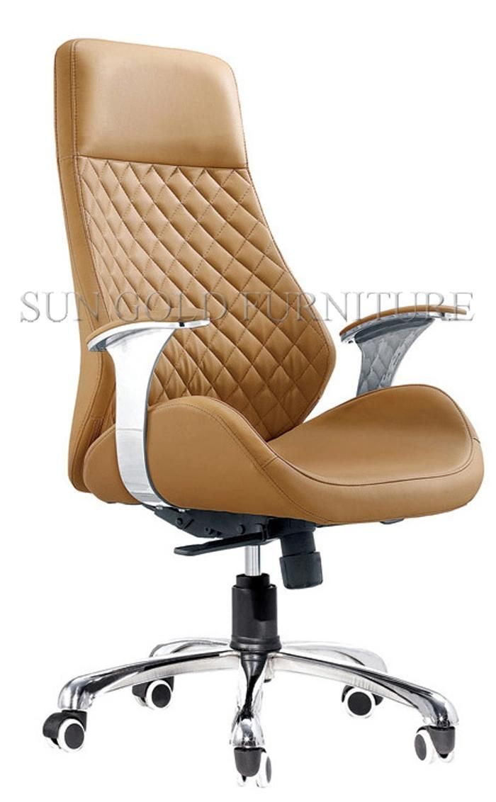 (SZ-OC137) Foshan Professional Middle Back Conference Visitor Chair Without Wheels Black Leather Office Chair