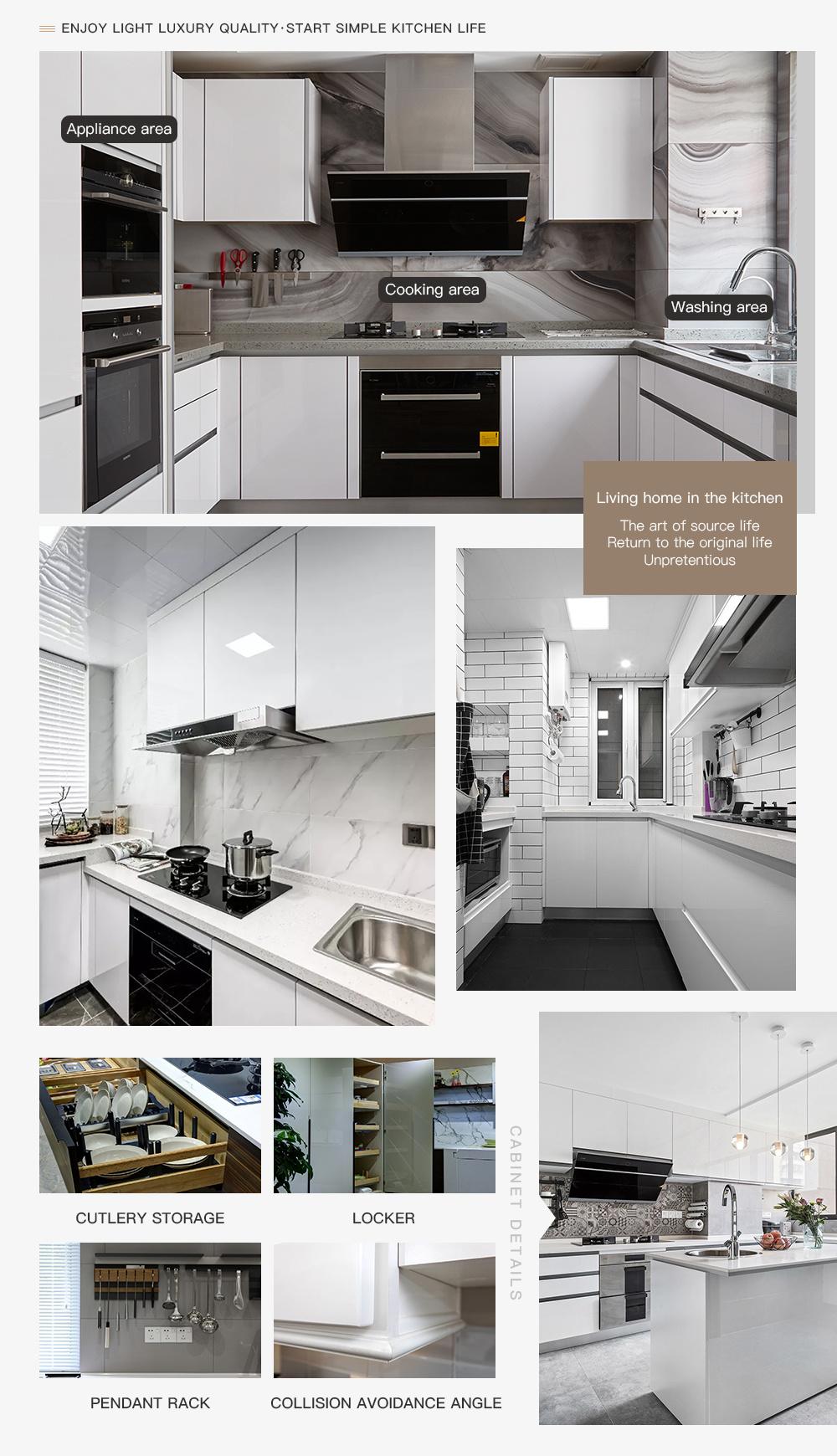 Multi Counterrop Modern White High Gloss Kitchen Cabinets