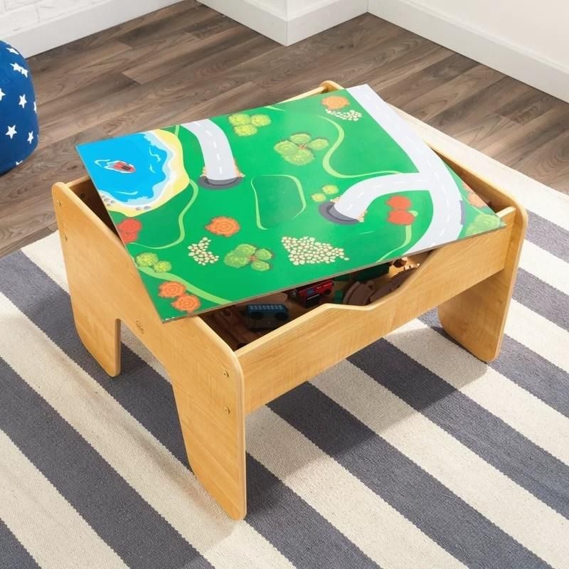 2-in-1 Modern Furniture Kids Activity Table Pine Wood Play Table