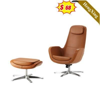 Modern Home Living Room Sofa Chair Hot Sale Office Hotel Brown Color PU Leather Leisure Lounge Chair with Ottoman
