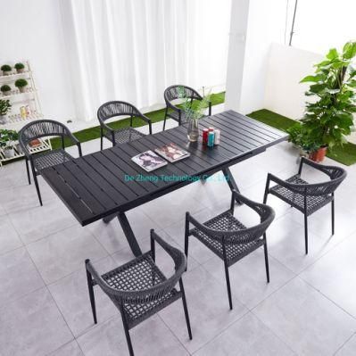 Aluminum French Garden Furniture Modern Style Trestle Dining Extendable Table Metal Garden Furniture
