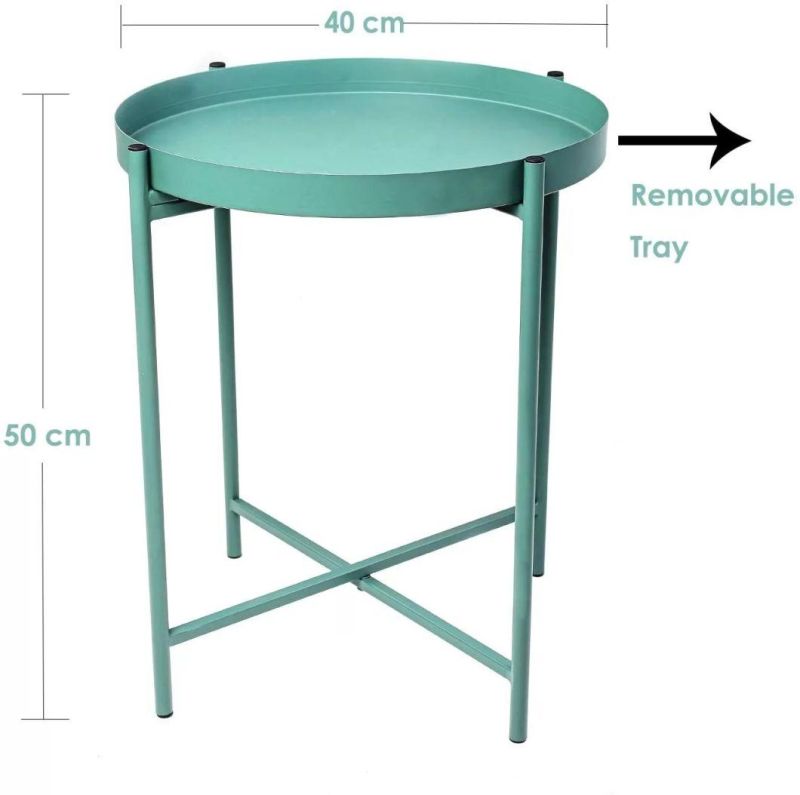 Side Table, End Table with 2 Shelf for Living Room, Stable Metal Frame Desk