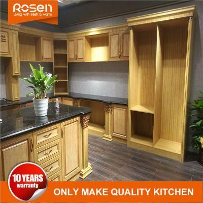 Frameless Shaker Country Style Wood Yellow Kitchen Furniture Cabinets