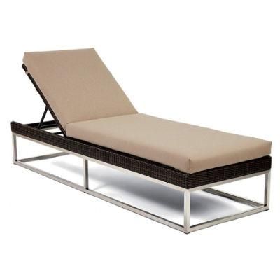 Garden Poolside Modern Metal Wicker Woven Chaise Lounge