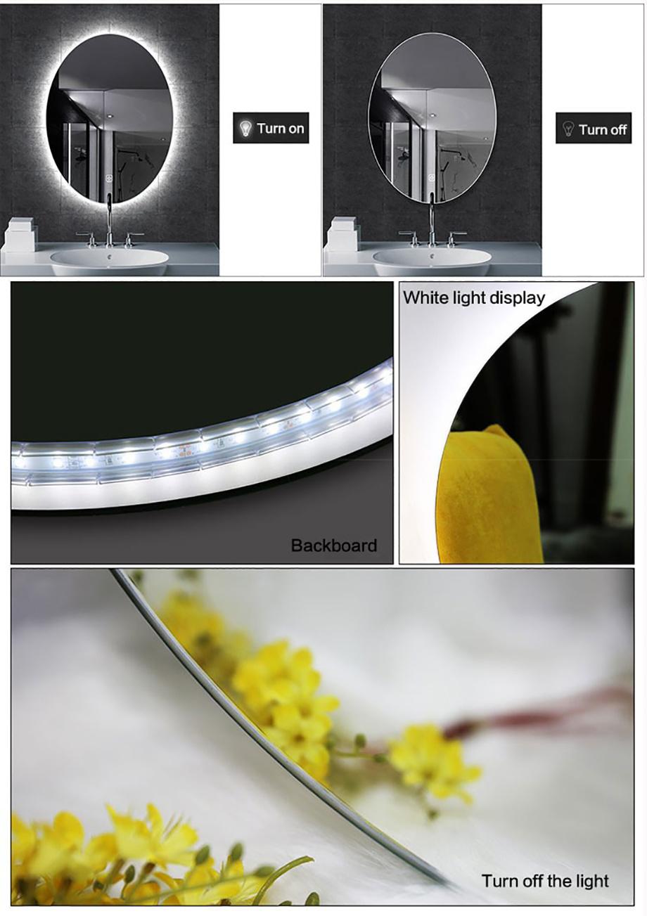 High Quality LED Bathroom Oval Wall Hanging Mirror for Hotel