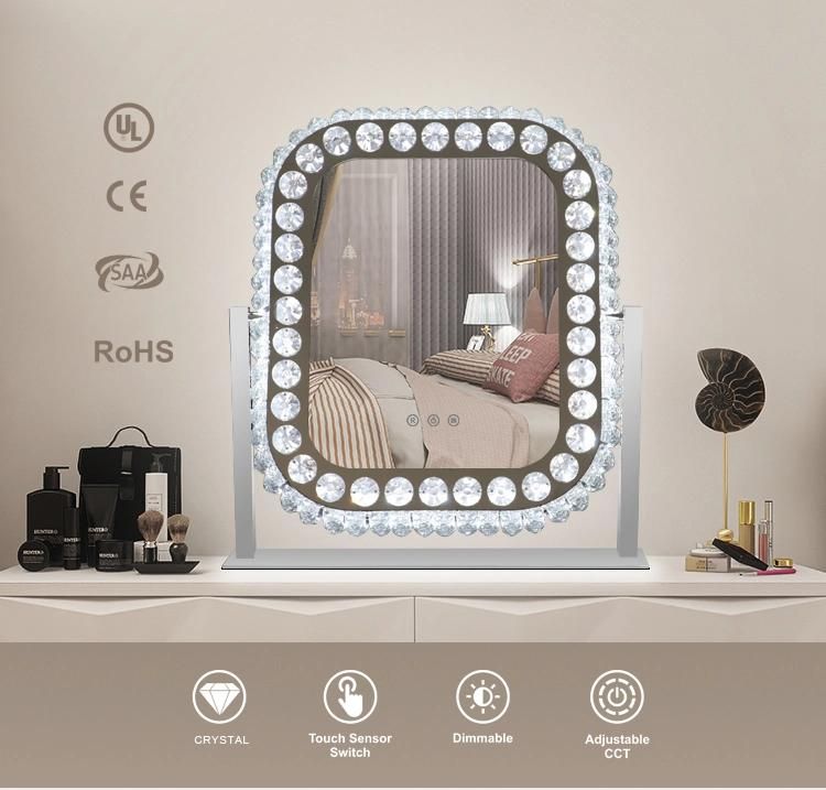 Hair Salon Table LED Crystal Makeup Mirror Cosmetic Household Products Mirror