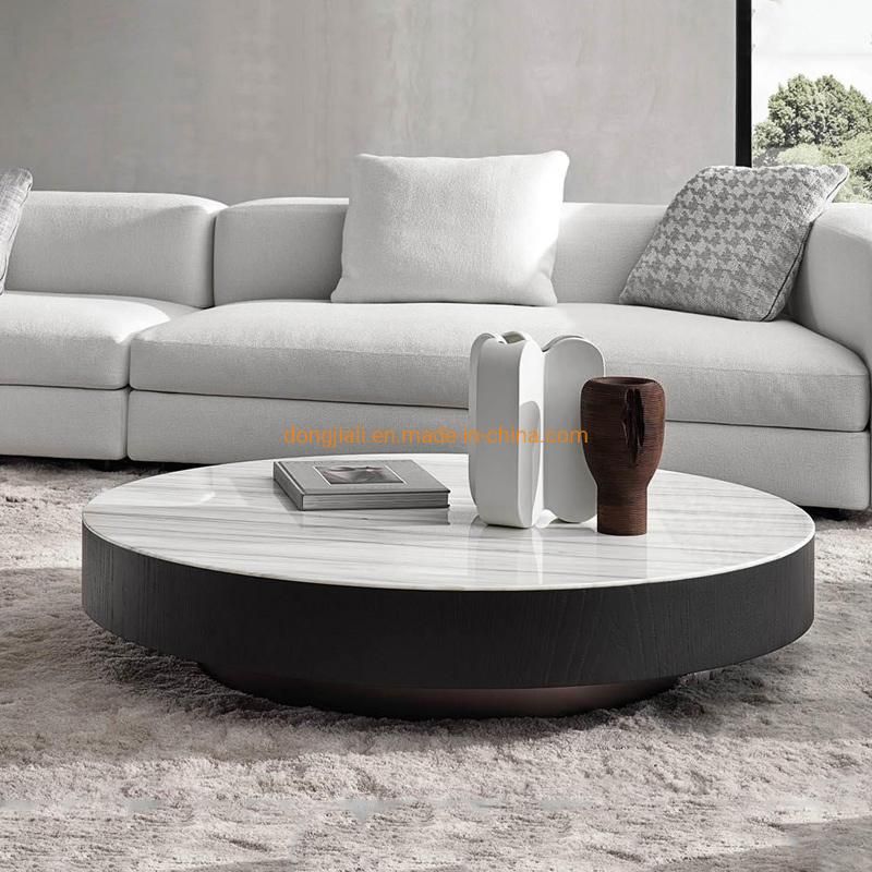 Modern Square Coffee Table Living Room Center Table with Nature Jazz Marble Top