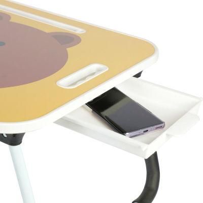 Bed Table with Storage Drawer and Cup Holder Foldable