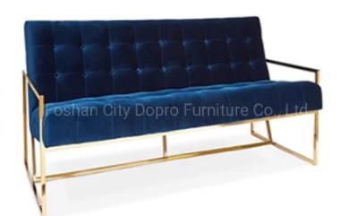 Modern Nordic Simple Popular Metal Golden Living Room Armrest Two Seater Sofa
