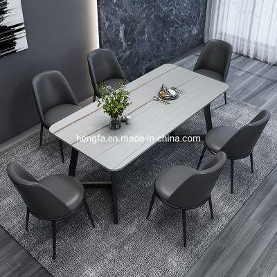 Living Room Modern Metal Base Household Square Marble Dining Table