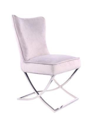 Modern High Back Velvet Stainless Steel Luxury Dining Chair Metal Leg Velvet Fabric Stainless Steel Chairs