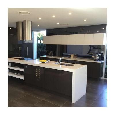 Quartz Stone Counter Tops Customized Modern Kitchen Cabinet Design High Laquer Acrylic Melamine Finishes