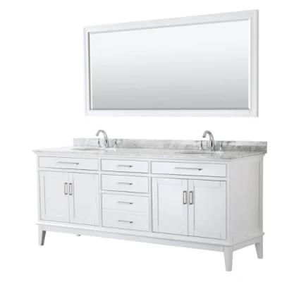 China Factory Wholesale Bathroom Vanity-White with Double Ceramic Sinks