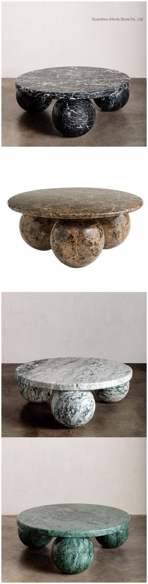 Kinds of Stone Material Vintage Marble Balls Base Luxury Home Post Modern Coffee Table