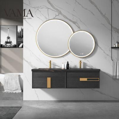 Vama 1600mm Modern Italian Style Wall Mounted Double Sink Vanity Cabinet Sintered Stone Table Top Bathroom Furniture V305160