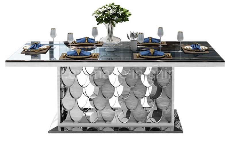 Wholesale Price Luxury Metal Base Black Marble Dining Table