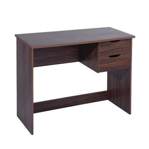 Computer Desk Writing Study Table with 2 Side Drawers Classic Home Office Laptop Desk Wood Notebook Table