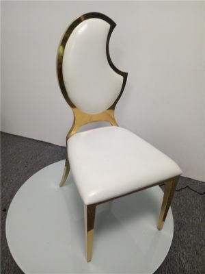 Hotel Dining Chair Moon High Back Gold Stainless Steel Metal for Rental Event Party
