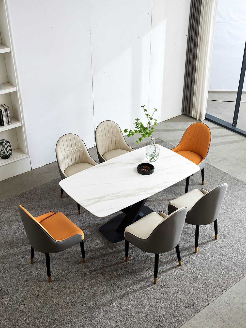 Pandora Office Marble Table with Rock Plate Top