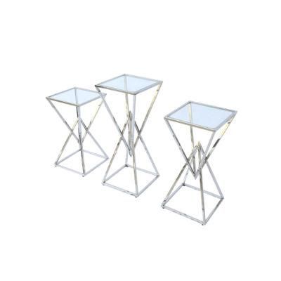 Modern Home Living Room Furniture Set Tempered Glass Stainless Steel Side Table/End Table