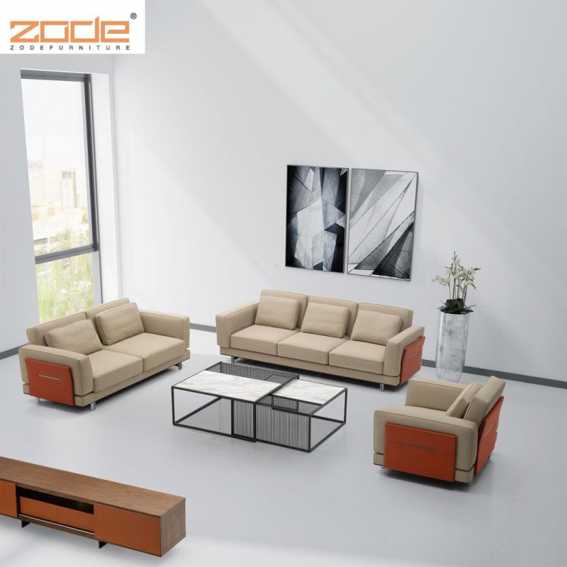 Zode Modern Home/Living Room/Office European Style Metal Legs Upholstery PU/Leather 3 Seater Modern Sofa