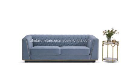 Zhida Foshan Wholesale Contemporary Luxury Home Furniture Hotel Villa Living Room Blue Fabric Velvet Sectional Sofa