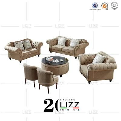 Factory Hot Sale Vintage Chesterfield European Style Fabric Home Living Room Sofa Furniture Sets