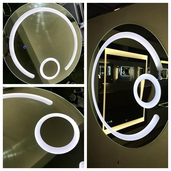 Wall Mounted 6000K LED Lighted Round Vanity Bathroom Makeup Mirrors with Magnifier, Anti-Fog, Dimmable and Touch Button