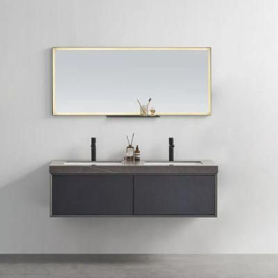 55&prime; &prime; Floating Bathroom Vanity with Double Sinks in Dark Gray