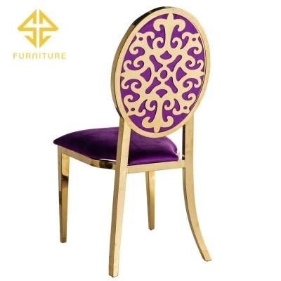 Wholesale Modern Special Back Design Velvet Cushion Metal Wedding Chair for Hotel Event Party Using