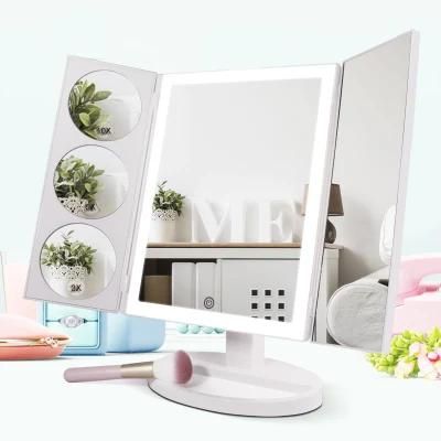 Wholesale 3 Way Trifold Makeup Mirror with LED Lighted