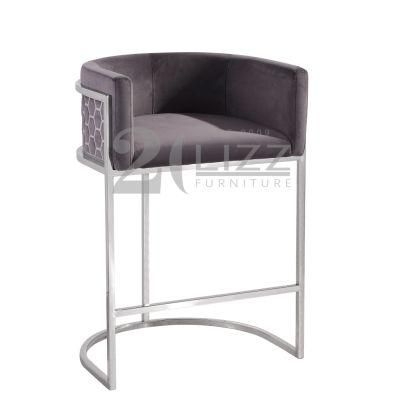 Unique Nordic Design Living Room Furniture Modern Single Sofa Leisure Velvet Fabric Bar Chair with Metal Leg