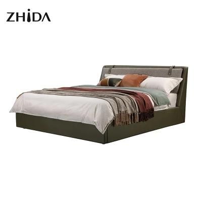 Bedroom Furniture Upholstered King Size Microfiber Bed with Storage