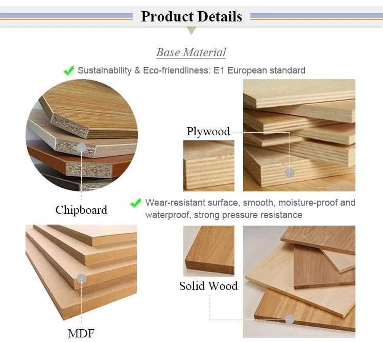 Modern High Pressure Laminated Wooden Cupboard Kitchen Cabinets Design MDF Board Wood Grain Melamine Kitchen Cabinet