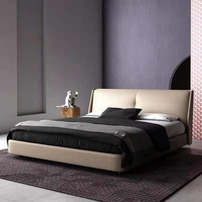 Hot Sale Italy Style New Modern Furniture Bedroom Furniture Fabric King Bed with Soft Cusion