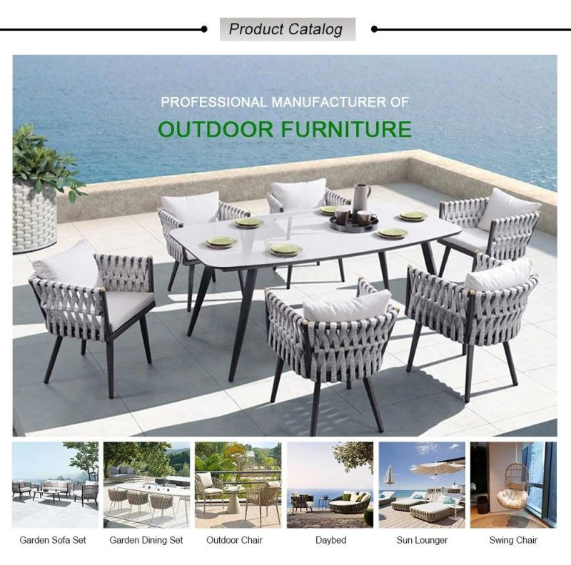 Modern Hotel Balcony Dining Furniture Coffee Table Rope Woven Chair Furniture Set