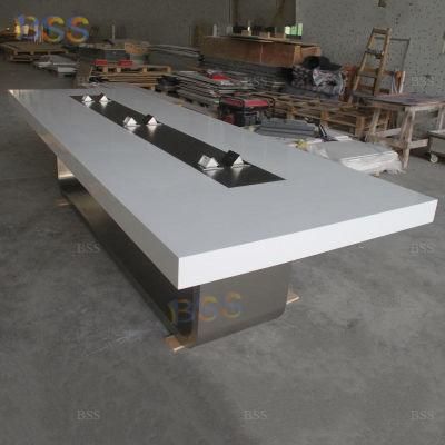 Conference Desk Luxury 10ft White Marble Top Office Conference Desk