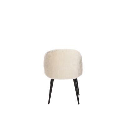 Modern Luxury High Back Pink Fabric Restaurant White Velvet PU Leather Upholstered Dining Room Chairs with Black Metal Legs