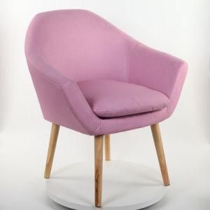 Modern Living Room Sofa Pink Fabric Accent Chair Beech Leg Home Used Rest Chair