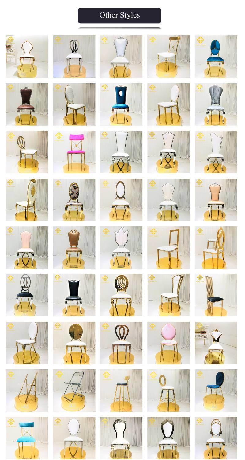 Luxury Gold Stainless Steel Remove Pattern Hotel Dining Chair with Cushion