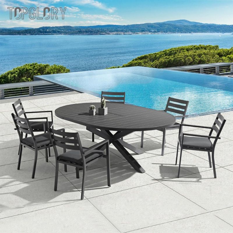 Outdoor Table and Chair Combination Courtyard Patio Villa Garden Aluminum Alloy Tube Material Leisure Table and Chair