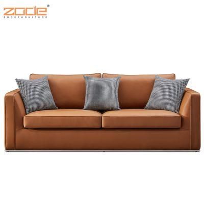 Zode Modern Home/Living Room/Office Furniture Good Price Three Seater Small Sectional PU Leather Sofa