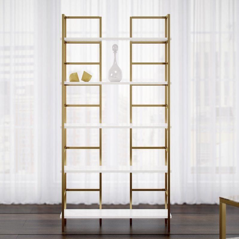 Factory Design Luxury Standard Size Bookshelf Gold with 5 Layers